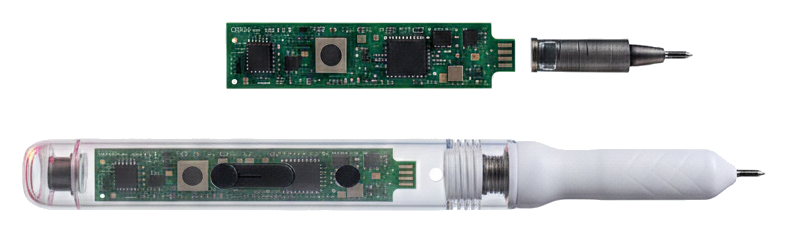 The Vahini pen: internal sensor board and barrel